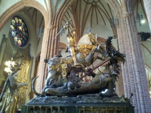 The famous statue of St. George slaying the Dragon in Storkyrkan