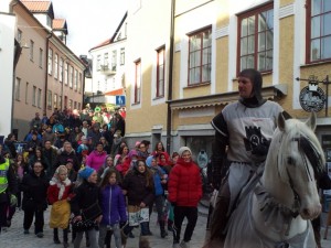 The Easter parade was led by a knight because, as far I can tell, knights are cool.